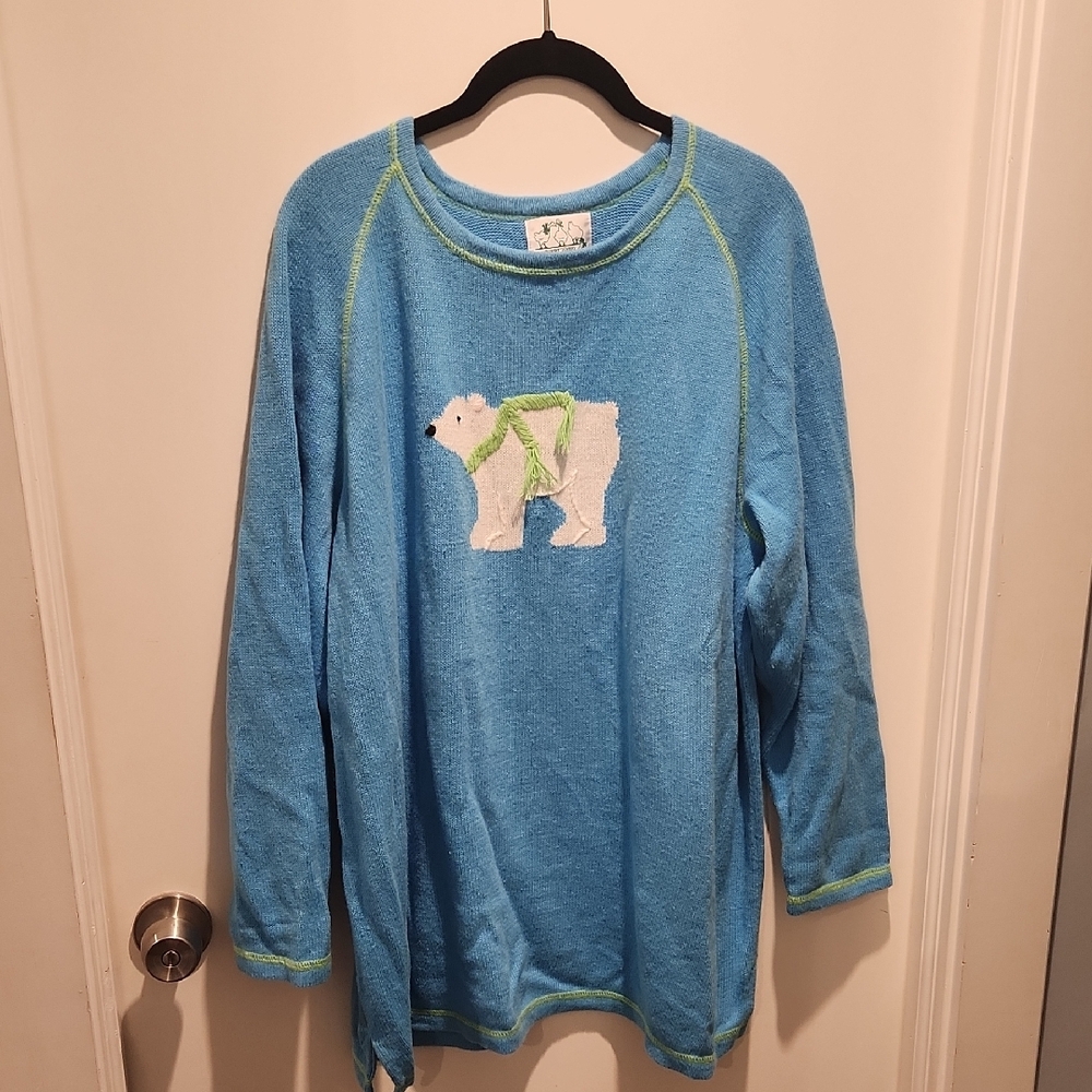 Quacker Factory Blue Polar Bear Sweater Sz 2X